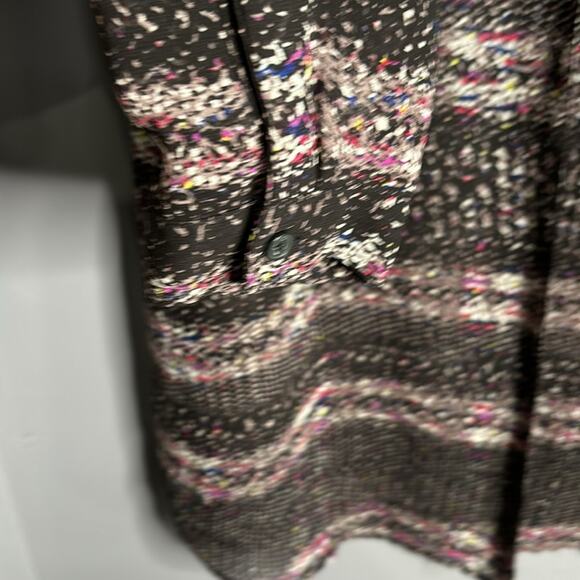 Cabi Black and Pink Semi Sheer Long Sleeve Button Front Blouse Size Large - Picture 4 of 9